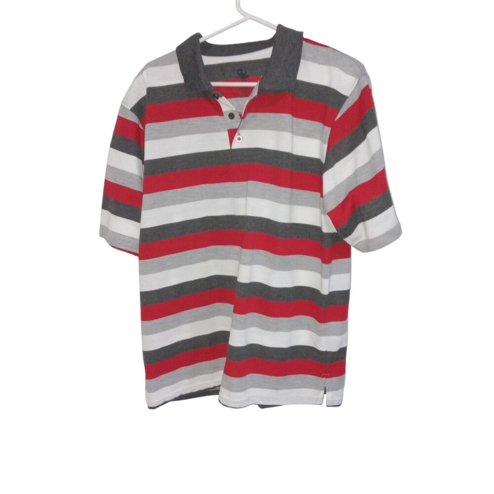 BKLYN United Polo Shirt Men White Red Striped XL